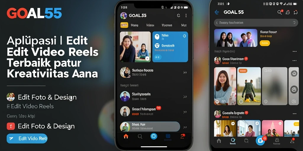 Antarmuka GOAL55 menampilkan fitur editing yang modern dan fungsional.