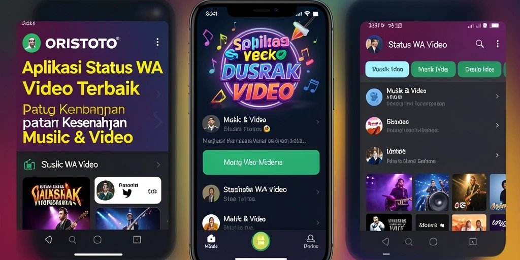 Antarmuka ORISTOTO menampilkan berbagai pilihan video status yang menarik.