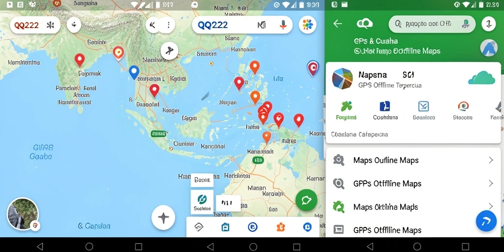 Tampilan antarmuka aplikasi QQ222 yang user-friendly untuk GPS Offline Maps.